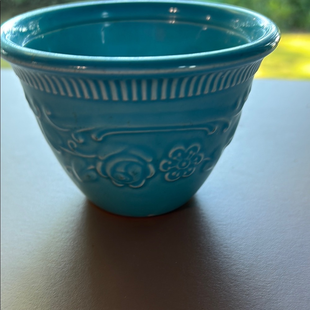 Taylor Smith Taylor Turquoise Embossed Ceramic Custard cup